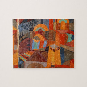 Colourful Abstract Cubism Klee Temple Gardens Jigsaw Puzzle
