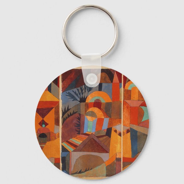 Colourful Abstract Cubism Klee Temple Gardens Keychain (Front)