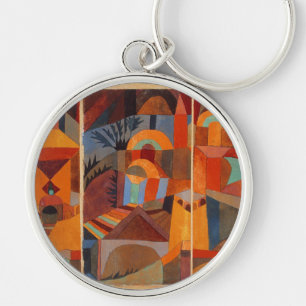 Colourful Abstract Cubism Klee Temple Gardens Keychain