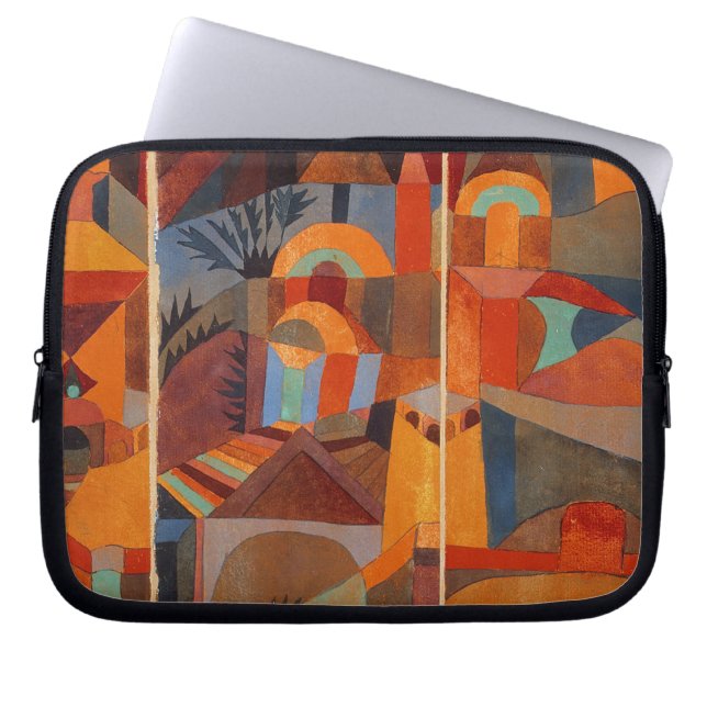 Colourful Abstract Cubism Klee Temple Gardens Laptop Sleeve (Front)
