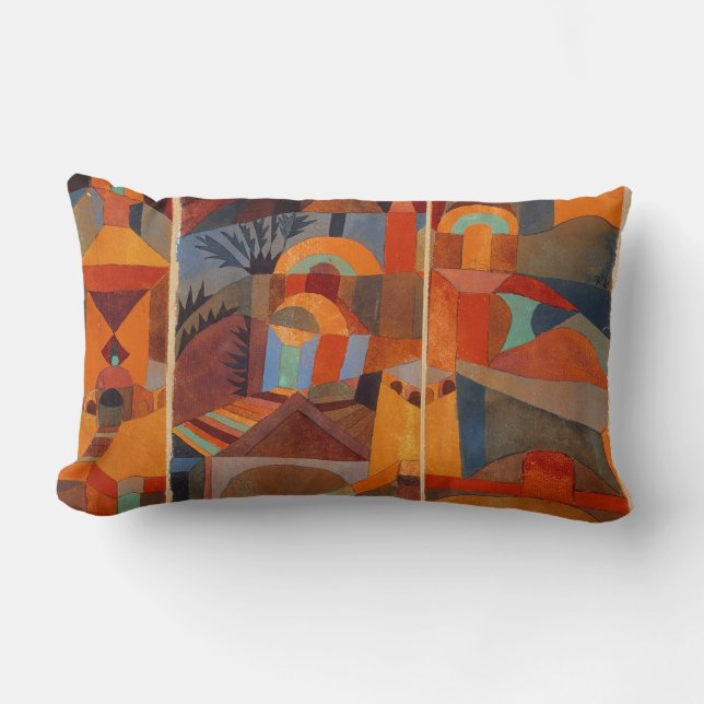 Colourful Abstract Cubism Klee Temple Gardens Lumbar Pillow (Front)