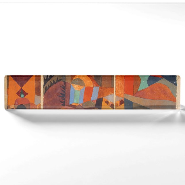 Colourful Abstract Cubism Klee Temple Gardens Nameplate (Front)