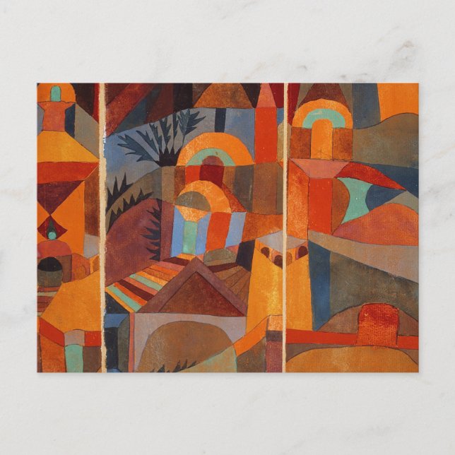 Colourful Abstract Cubism Klee Temple Gardens Postcard (Front)