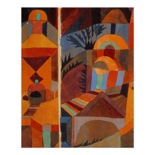 Colourful Abstract Cubism Klee Temple Gardens Poster