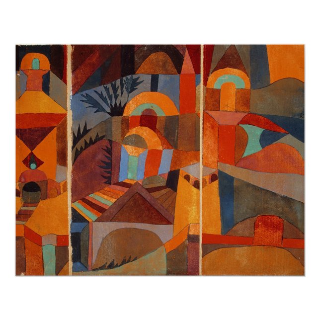 Colourful Abstract Cubism Klee Temple Gardens Poster (Front)