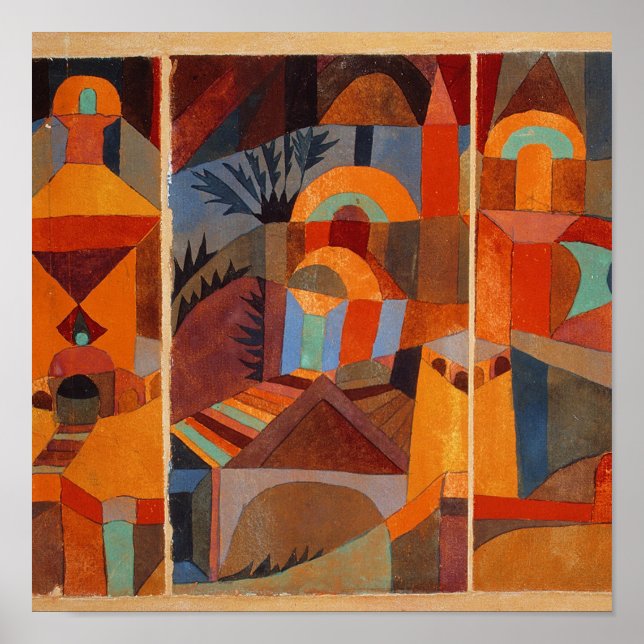 Colourful Abstract Cubism Klee Temple Gardens Poster (Front)