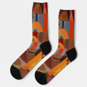 Colourful Abstract Cubism Klee Temple Gardens Socks