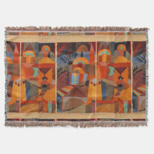 Colourful Abstract Cubism Klee Temple Gardens Throw Blanket