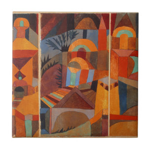 Colourful Abstract Cubism Klee Temple Gardens Tile
