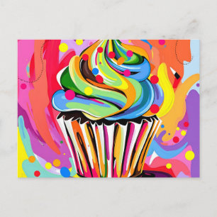 Colourful Abstract Cupcake with Vibrant Hues  Postcard