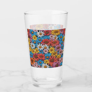 Colourful Abstract Daisies #26 Glass
