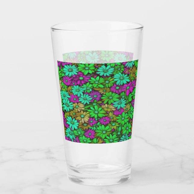 Colourful Abstract Daisies #27 Glass (Front)