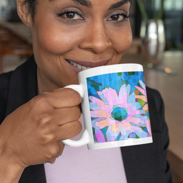 Colourful Abstract Daisies 2  Bone China Mug (Creator Uploaded)