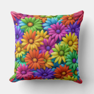 Colourful Abstract Daisies #34 - Throw Pillow