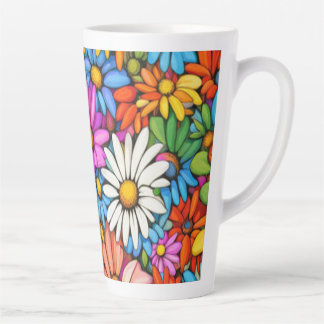 Colourful Abstract Daisies #444 Latte Mug