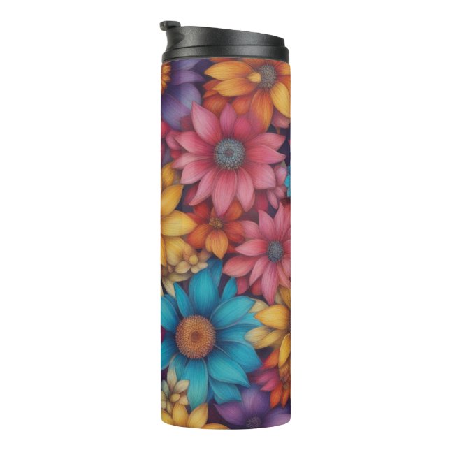 Colourful Abstract Daisies #46 -  Thermal Tumbler (Rotated Right)