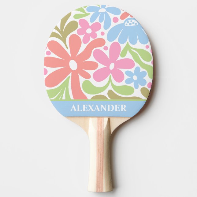 Colourful Abstract Daisy Flowers Personalized Ping Pong Paddle (Front)