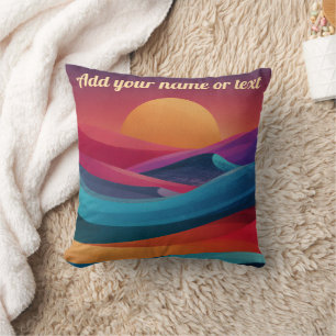 Colourful Abstract Desert Sunset Personalized Throw Pillow