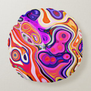 Colourful Abstract Design in Focus Round Pillow