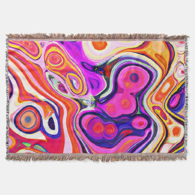 Colourful Abstract Design in Focus Throw Blanket (Front)