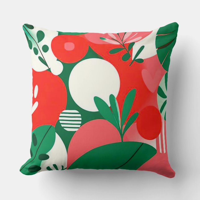 Colourful abstract design throw pillow (Front)