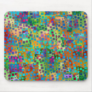 Colourful Abstract Digital Art with Squares Mouse Pad