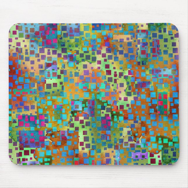 Colourful Abstract Digital Art with Squares Mouse Pad (Front)