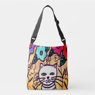 Colourful Abstract Digital Cat Art Tote Bag