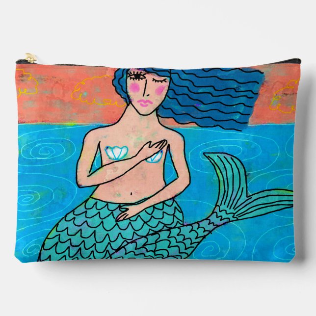 Colourful Abstract Digital Mermaid Painting  Accessory Pouch (Front)