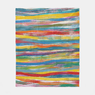 Colourful Abstract: Digital Oil Painting Lines Fleece Blanket
