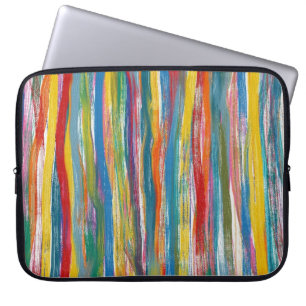 Colourful Abstract: Digital Oil Painting Lines Laptop Sleeve