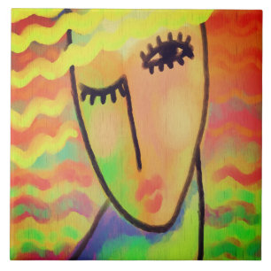 Colourful Abstract Digital Painting Ceramic Tile