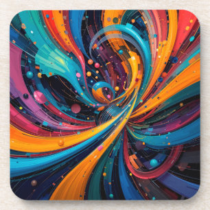 Colourful Abstract Digital Painting Coaster