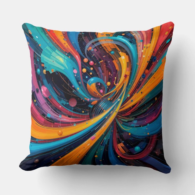 Colourful Abstract Digital Painting Throw Pillow (Front)
