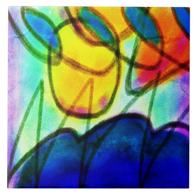 Colourful Abstract Digital Painting Tile (Front)