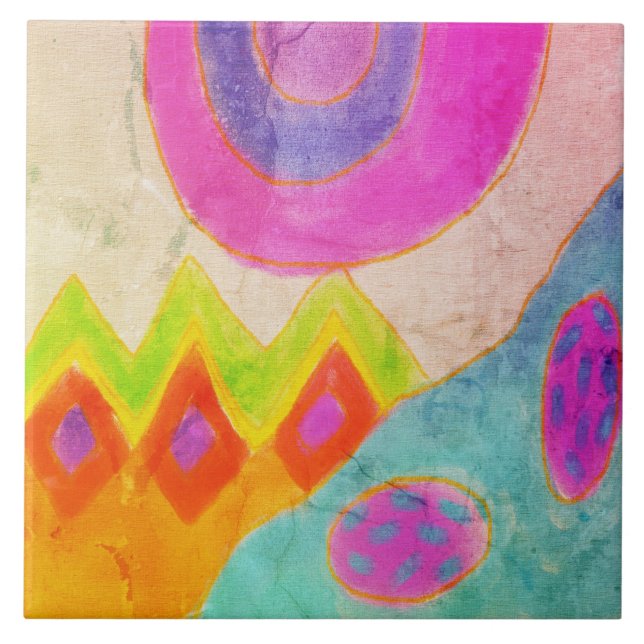 Colourful Abstract Digital Painting Tile (Front)