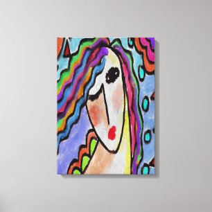 Colourful Abstract Digital Portrait of a Woman Canvas Print