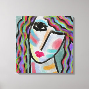 Colourful Abstract Digital Portrait of a Woman Canvas Print