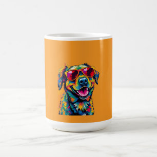 Colourful Abstract Dog with Sunglasses Coffee Mug