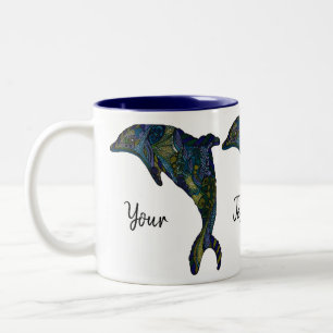 Colourful Abstract Dolphin Artwork custom Two-Tone Coffee Mug