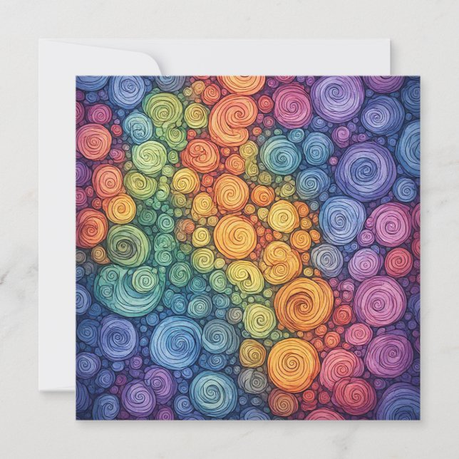 Colourful Abstract Doodle Swirl Pattern Invitation (Front)