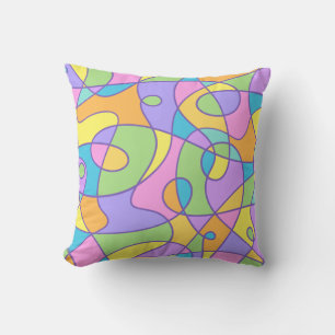 Colourful Abstract Doodly Design Throw Pillow