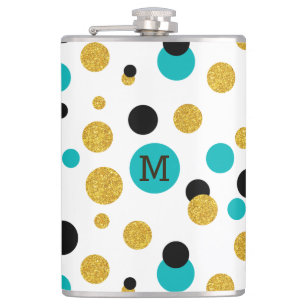 Colourful abstract dots pattern hip flask