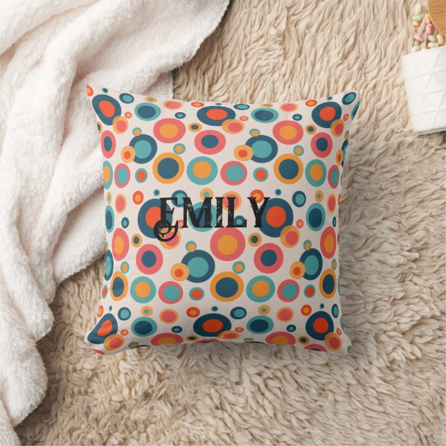 Colourful Abstract Dots Throw Pillow (Blanket)