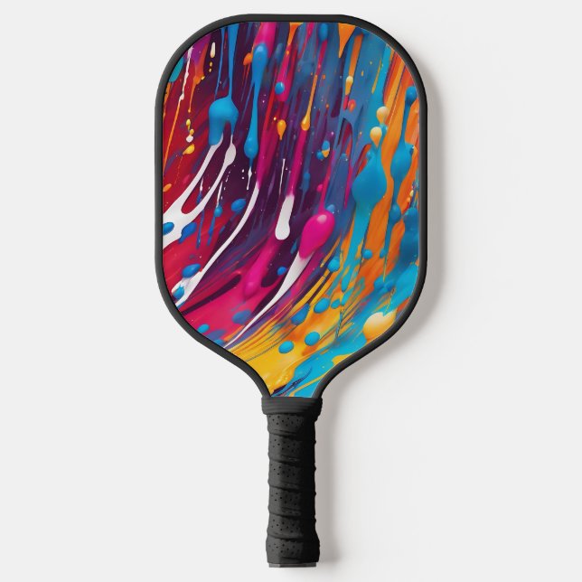 Colourful Abstract Dripping Paint Pickleball Paddle (Front)