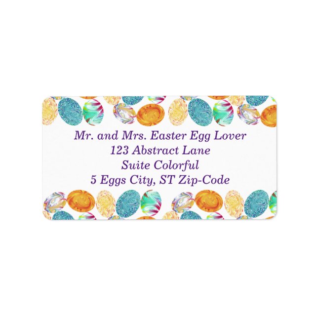 Colourful Abstract Easter Eggs Address Labels (Front)