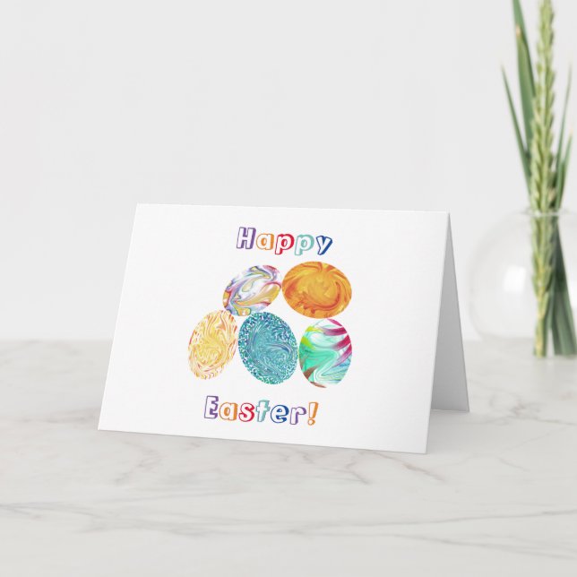 Colourful Abstract Easter Eggs Greeting Cards (Front)