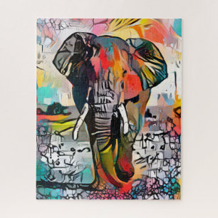 Colourful Abstract Elephant   Challenging Hard Jig Jigsaw Puzzle