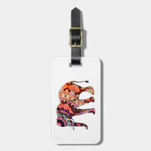 Colourful abstract elephant luggage tag