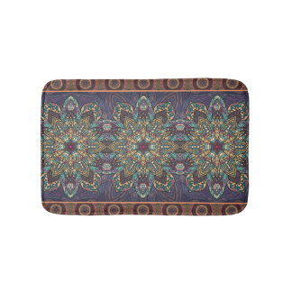 Colourful abstract ethnic floral mandala pattern bath mat